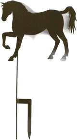 Pets and Farm Animals Metal Garden Landscape Stake (15" Wide Horse on Stake, Gloss Brown)