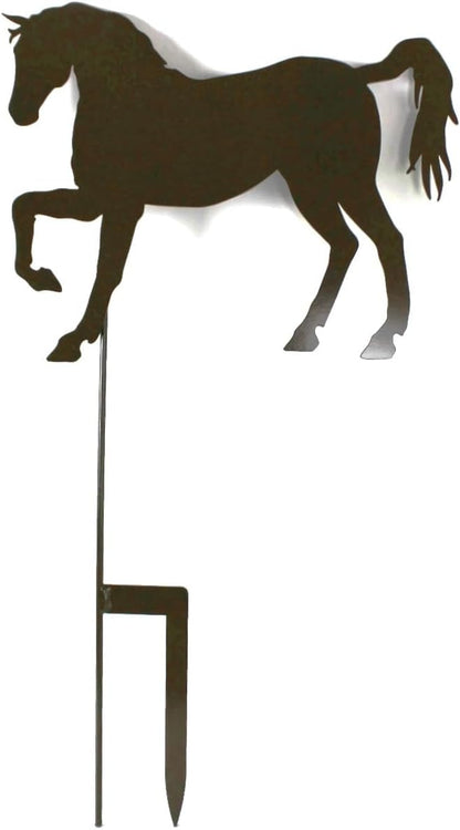 Pets and Farm Animals Metal Garden Landscape Stake (15" Wide Horse on Stake, Gloss Brown)