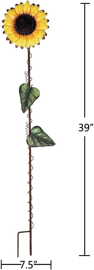 Metal Sunflower Garden Stakes Flower Yard Art Planter Stake Party Lawn Pathway Walkway Patio Decor Yard Sign Indoor Outdoor Decoration (39")