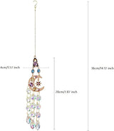 Rhinestones Sun Catchers for Window Hanging - Moon Crystal Suncatcher for Car Mirror Indoor Outdoor Garden Decor - Rainbow Maker