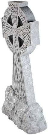 Celtic Garden Cross, Stone Finish Decorative Outdoor Cross with Intricate Knotwork Design