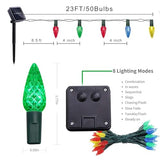 Solar String Lights 23FT 50LED Waterproof 8 Modes - Multicolor