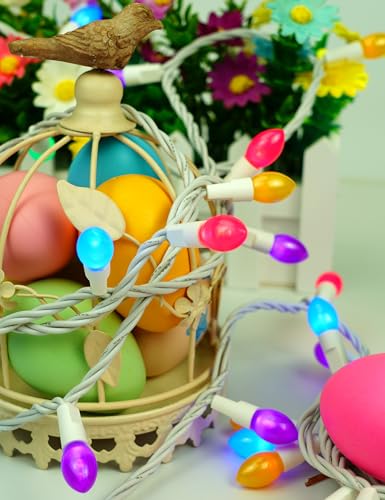 Easter Lights String 50 LED Multi Color - White Wire