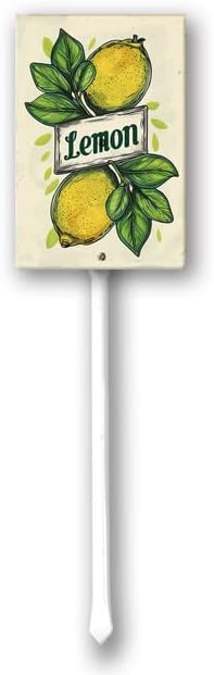 Uptell Vintage Aluminum Lemon Fruit Signs Yard Sign with Stake for Garden Fruit Garden Label Stakes Plant Markers for Outdoor Plants Waterproof 8x12 inch