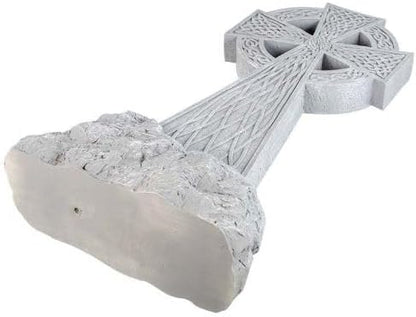 Celtic Garden Cross, Stone Finish Decorative Outdoor Cross with Intricate Knotwork Design
