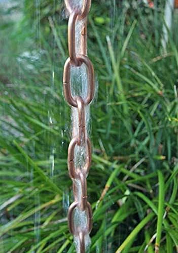 Large Link Copper Rain Chain with Installation Kit (8 Foot)