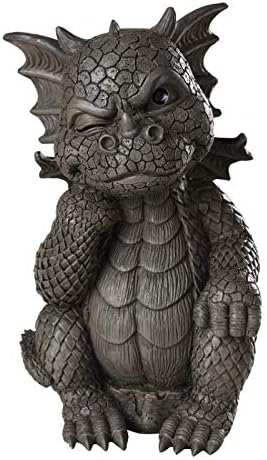 Pacific Giftware Garden Dragon Thinker Dragon Garden Display Decorative Accent Sculpture Stone Finish 10 Inch Tall