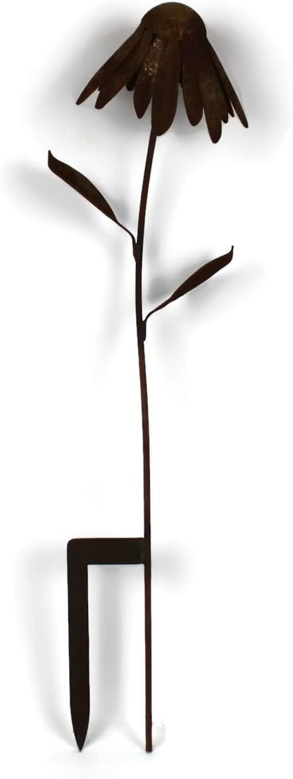 Metal Rustic and Colorful Flower Stakes Ranging from 9.5 to 36 Inches Tall (Coneflower Stake 30" Tall, Naturally Rusted)