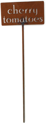Classic Metal Garden Markers 19 Inches Tall (cherry tomatoes, Naturally Rusted)