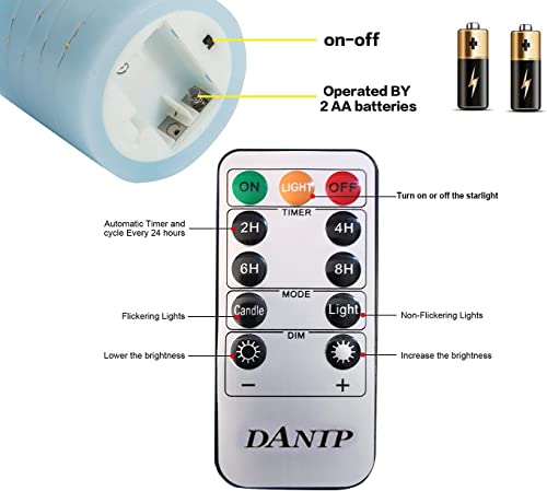 Sky Blue LED Flameless Candles - 3 Pack with Remote Control & Timer