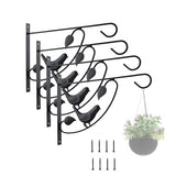 Hanging Plant Bracket - 12" Wall Mount, Black, 4 Pack