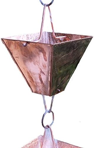 Nutshell Stores Extra Large Square Cups Rain Chain - Copper - 15 Feet