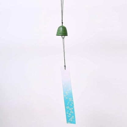 Japanese Bless Small Wind Chimes Outdoor, Green Temple Bell Iwachu Cast Iron Lucky Temple Wind Bell Memorial and Sympathy Wind Chimes for Outside or Indoor for Good Luck Garden, Patio, Balcony