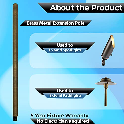 Brass Landscape Lighting Extension Riser 12" - Spotlight Extender