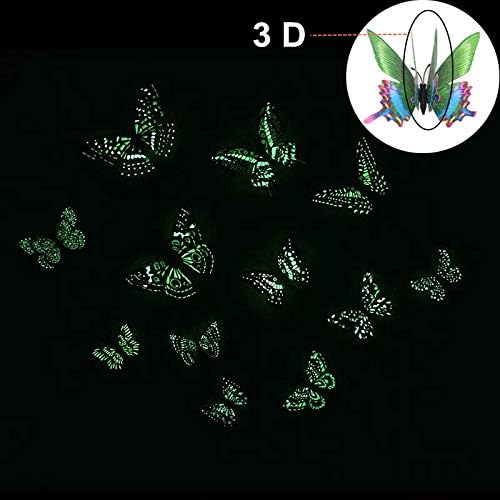 FENELY Luminous Colorful Butterfly Garden Decor Stakes,Double Wing Waterproof 3D Garden Ornaments Outdoor Decorations for Patio Lawn Yard PVC Gardening Art Christmas Whimsical Gifts