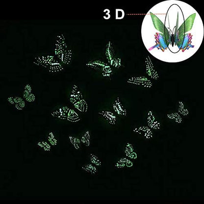 FENELY Luminous Colorful Butterfly Garden Decor Stakes,Double Wing Waterproof 3D Garden Ornaments Outdoor Decorations for Patio Lawn Yard PVC Gardening Art Christmas Whimsical Gifts