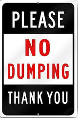 New Warning Plaque Wall Decor Please No Dumping Thank You Courtyard Decoration Office Sign Outdoor & Indoor Safety Sign 8 X 12 Inch