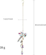 Dragonfly Crystal Suncatcher for Window Hanging - AB Colored Prism Rainbow Maker Ornament for Home Patio Garden Car Decor