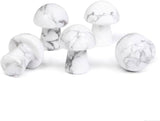 15PCS White Howlite Natural Stones Mushroom Sculpture Decor Crystal for Home Crafts Flower Pot Gemstone Mini Mushroom Hand Making Yard Decoration