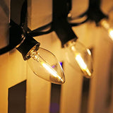 25Ft C7 LED String Lights - Clear Bulbs, Green Wire