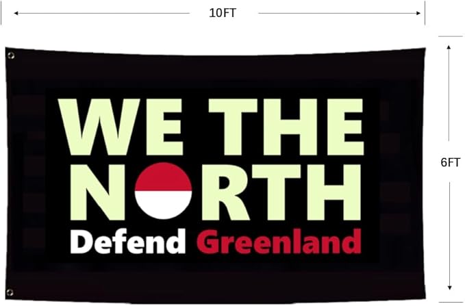 Defend Greenland Flag 6X10FT,Both Sides Printed, Men Women Banner,Vibrant Colors, Double Stitched with 2 Brass Grommets, Bar Garden Street Decoration, GYM, Office Decor,Indoor Outdoor Use,Gifts. (Black, 6x10ft)