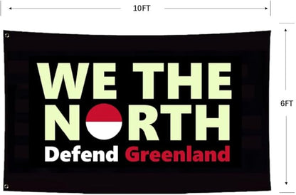 Defend Greenland Flag 6X10FT,Both Sides Printed, Men Women Banner,Vibrant Colors, Double Stitched with 2 Brass Grommets, Bar Garden Street Decoration, GYM, Office Decor,Indoor Outdoor Use,Gifts. (Black, 6x10ft)