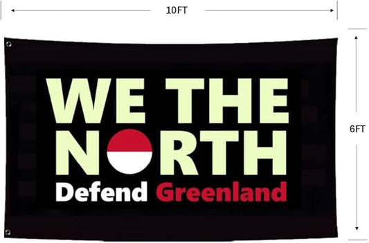 Defend Greenland Flag 6X10FT,Both Sides Printed, Men Women Banner,Vibrant Colors, Double Stitched with 2 Brass Grommets, Bar Garden Street Decoration, GYM, Office Decor,Indoor Outdoor Use,Gifts. (Black, 6x10ft)