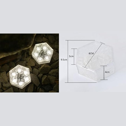 6 Pack Hexagram Bricks Outdoor Solar Powered LED In Ground Pathways Patio Yard Garden Glow Lights Decor