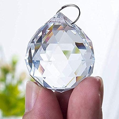 H&D 10pcs 30mm Clear Crystal Ball Feng Shui Lamp Prism Rainbow Suncatcher Wedding Decor Ceiling Lamp Lighting Hanging Drop Pendants