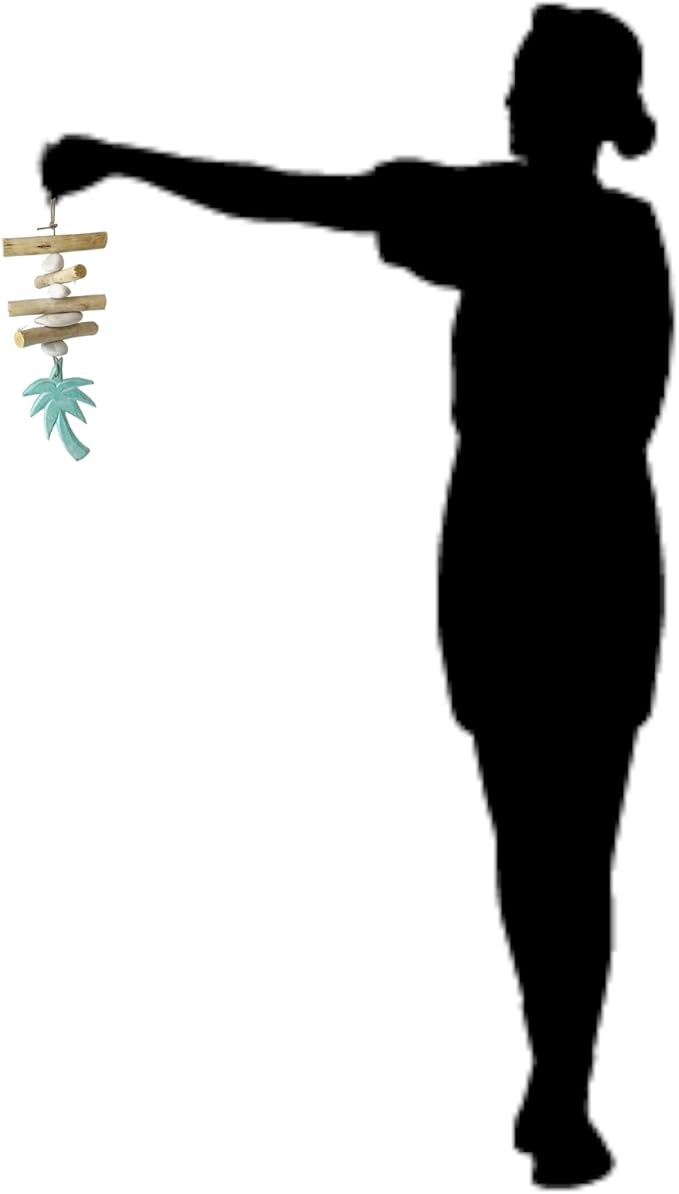 Driftwood Hanging Palm Tree Coastal Decor - Beach Wood Garland Indoor Outdoor Patio Garden Gift 15"