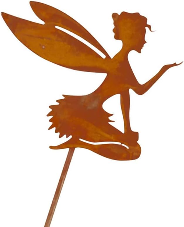 Decorative Garden Stakes Fairy Silhouette Metal Yard Stakes Arts Outdoor Garden Decor Spring Decor (C)