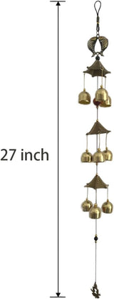 Fish with Energy Bead Wind Chimes Represents Richer Than Richer Copper Alloy 3 Layers+9 Bells for Outdoor Decorations Garden Yard Trees Or As A Good Gift