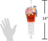 Carson 14" 'Bluebird' Welcome Flower Pot Wind Chime - Floral Chime - Gardening Windchime for Outdoor Decor - Garden Patio Porch