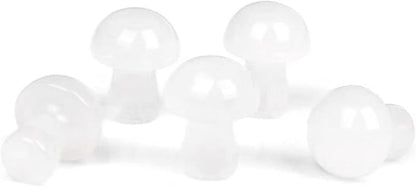 15PCS White Quartz Natural Stones Mushroom Sculpture Decor Crystal for Home Crafts Flower Pot Gemstone Mini Mushroom Hand Making Yard Decoration