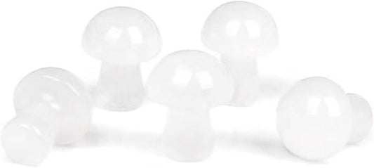 15PCS White Quartz Natural Stones Mushroom Sculpture Decor Crystal for Home Crafts Flower Pot Gemstone Mini Mushroom Hand Making Yard Decoration