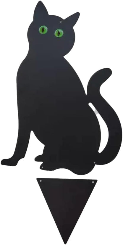 Garden Field Scarer Cats Set, Cat Silhouette Gardening Cat with Marble Eyes Mice Control Bird Decor 3PCS, Cats Set with Green Marble Eyes