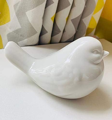 New White Bird Figurine, Ceramic Chubby Bird Figure Cottage Animal Bird Statue Decorations for Home Garden Decor Accents