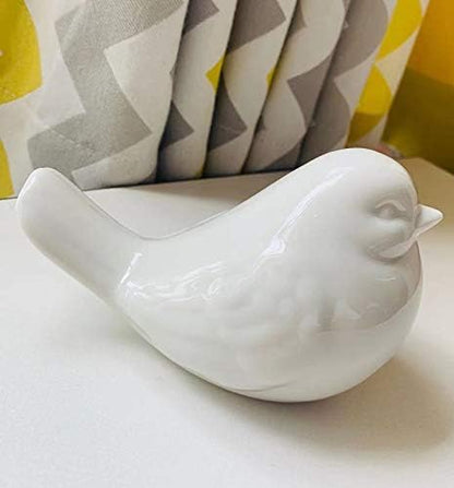 New White Bird Figurine, Ceramic Chubby Bird Figure Cottage Animal Bird Statue Decorations for Home Garden Decor Accents