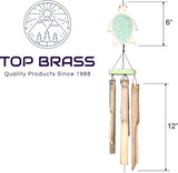 Rustic Sea Turtle Bamboo and Wood Windchimes – Outdoor Wind Chime – Distressed Finish – Whitewash & Teal Blue – Natural Beautiful Relaxing Sound