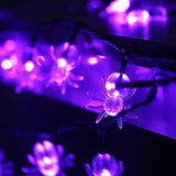 2Pack 20 LED Purple Spider String Lights - 13Ft Battery Powered Timer