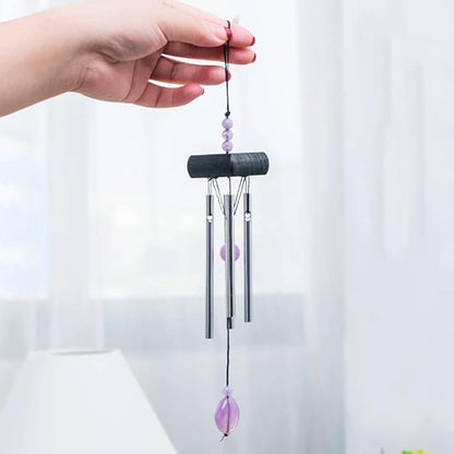 2 Pack Small Silver Wind Chime with Ceramic Blank Drops, Metal Garden Wind Chimes with Different Len Bell Tubes, Soothing Harmony Sound Mini Outdoor Windcatcher Porches Décor, i-lan
