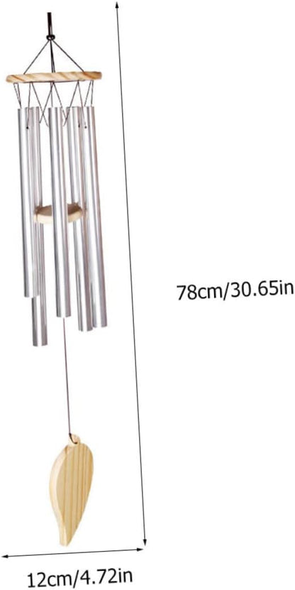 VANZACK 1Pc Aluminum Tube Wind Chime Beautiful Hanging Craft for Garden Decor Silver Color Birthday Durable Outdoor Bell for Courtyards Patios and Backyards