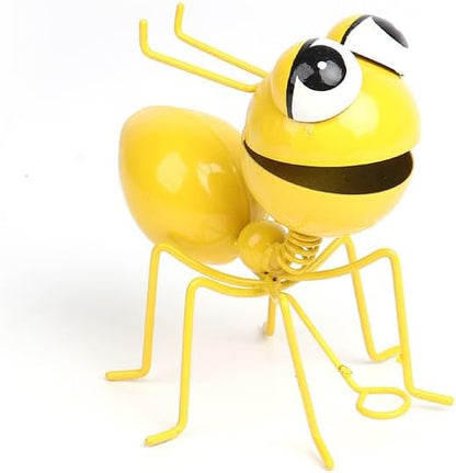 Whimsical Iron Ant Garden Decor – Set of 3 Small-Eyed Metal Ants for Outdoor Patio & Indoor Accent(Yellow)