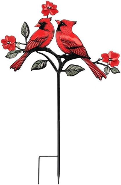 Red Cardinal Garden Stake - Metal Outdoor Decor for Patio & Yard(Red Cardinal-b)