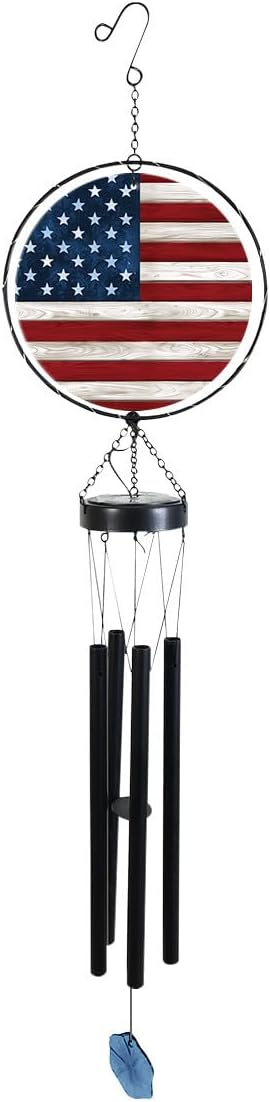 Briarwood Lane Wood American Flag Illuminated Wind Chime