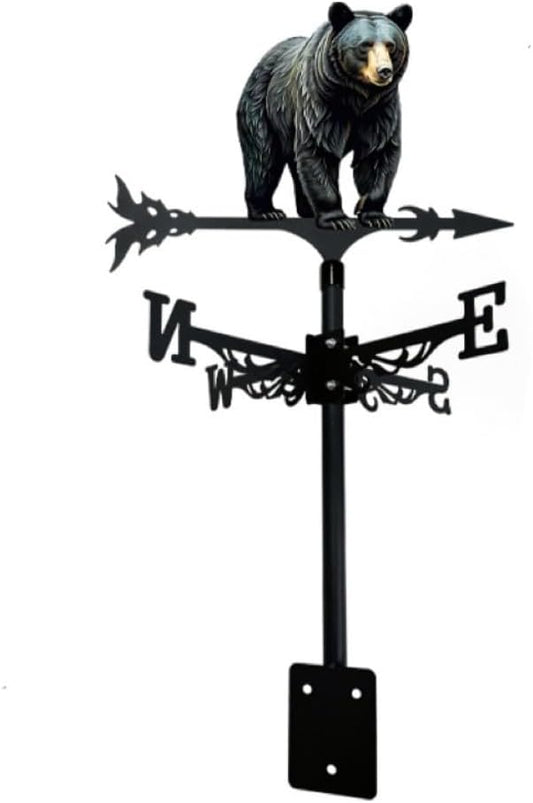 Colorful Rooster Weather Vane Spinner Wind Direction Farm Scene Stake Metal Outdoor Peacock Weathervane Ornament for Garden Yard Decoration (Bear A)