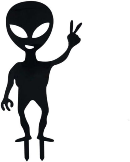 Metal Cute Alien Garden Metal Stakes,Hollow Garden Animal Ant Garden Stake Accessories and Lawn Ornaments Gardening Stakes for Decoration (Alien A)