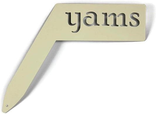 Planter Size Small Metal Garden Plant Vegetable Flower or Herb Markers 13.5 Inches Tall (yams, Cream)