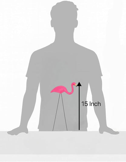 GiftExpress 12 Pack Pink Flamingos Yard Decorations - Small 14" Tall Plastic Flamingo Statue w/Metal Stakes - Lawn Ornaments & Garden Decor for Outdoor Parties