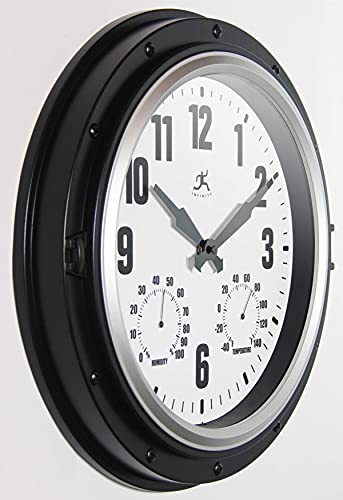 Infinity Instruments Forecaster Indoor/Outdoor Wall Clock, Thermometer
